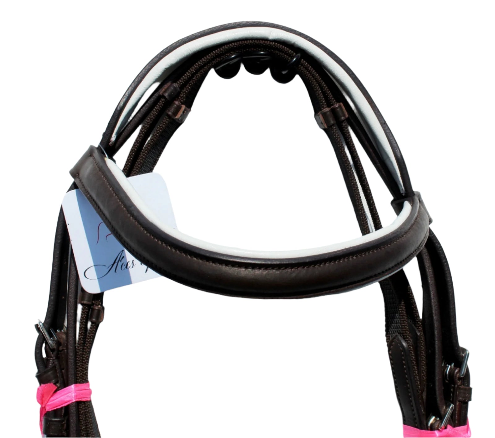 Europa Bridle Fully Padded 1 Inch Browband 1.5 Inch Noseband with Rubber Reins Brown White