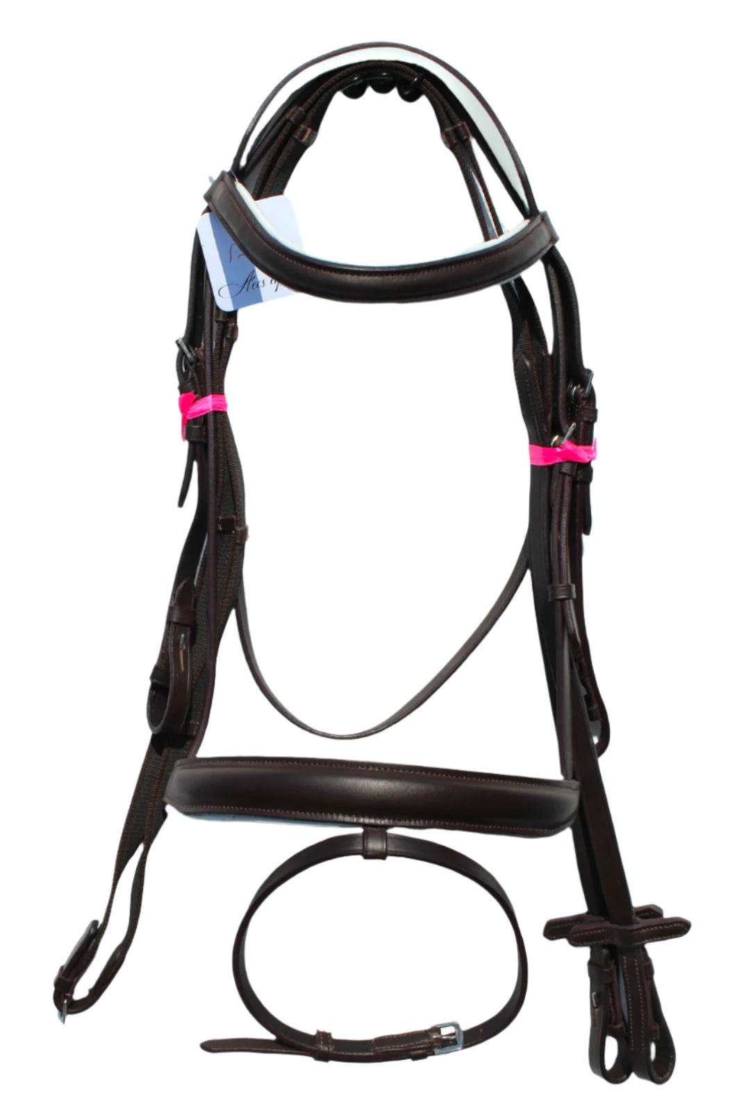 Europa Bridle Fully Padded 1 Inch Browband 1.5 Inch Noseband with Rubber Reins Brown White