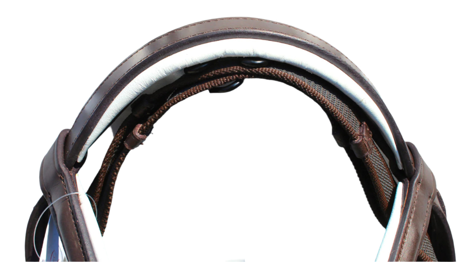 Europa Bridle Fully Padded 1 Inch Browband 1.5 Inch Noseband with Rubber Reins Brown White