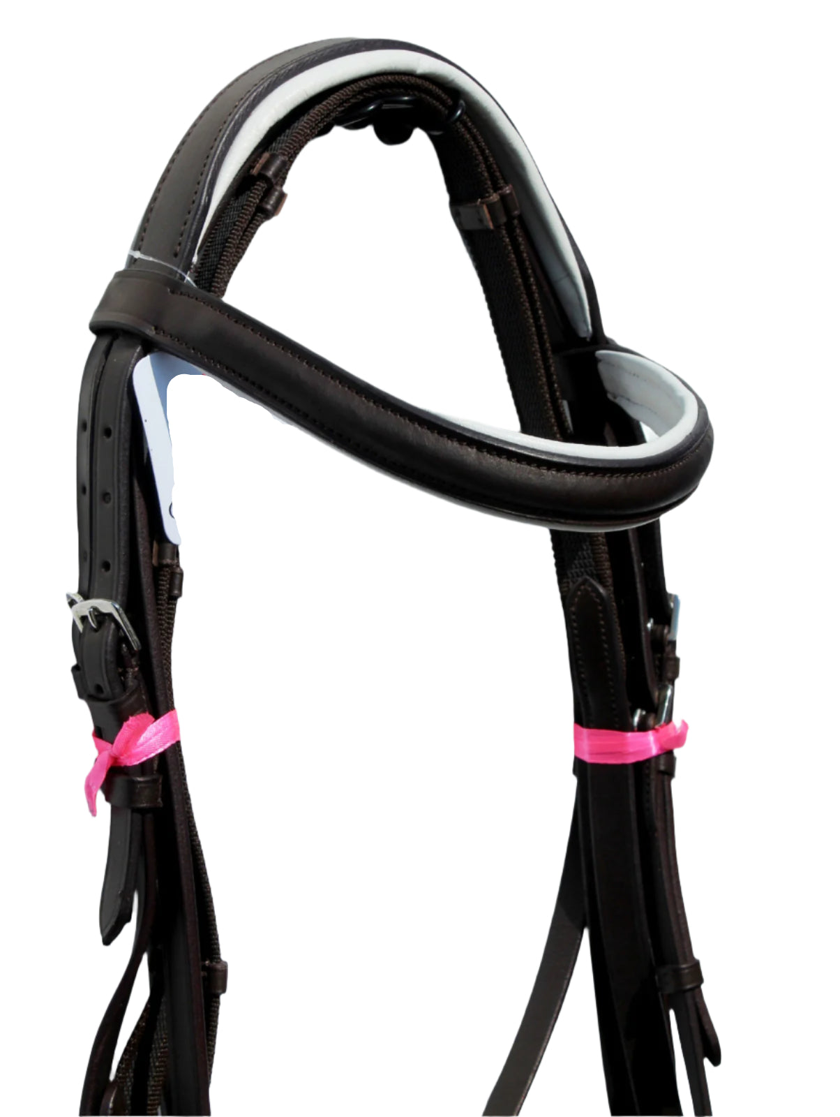 Europa Bridle Fully Padded 1 Inch Browband 1.5 Inch Noseband with Rubber Reins Brown White