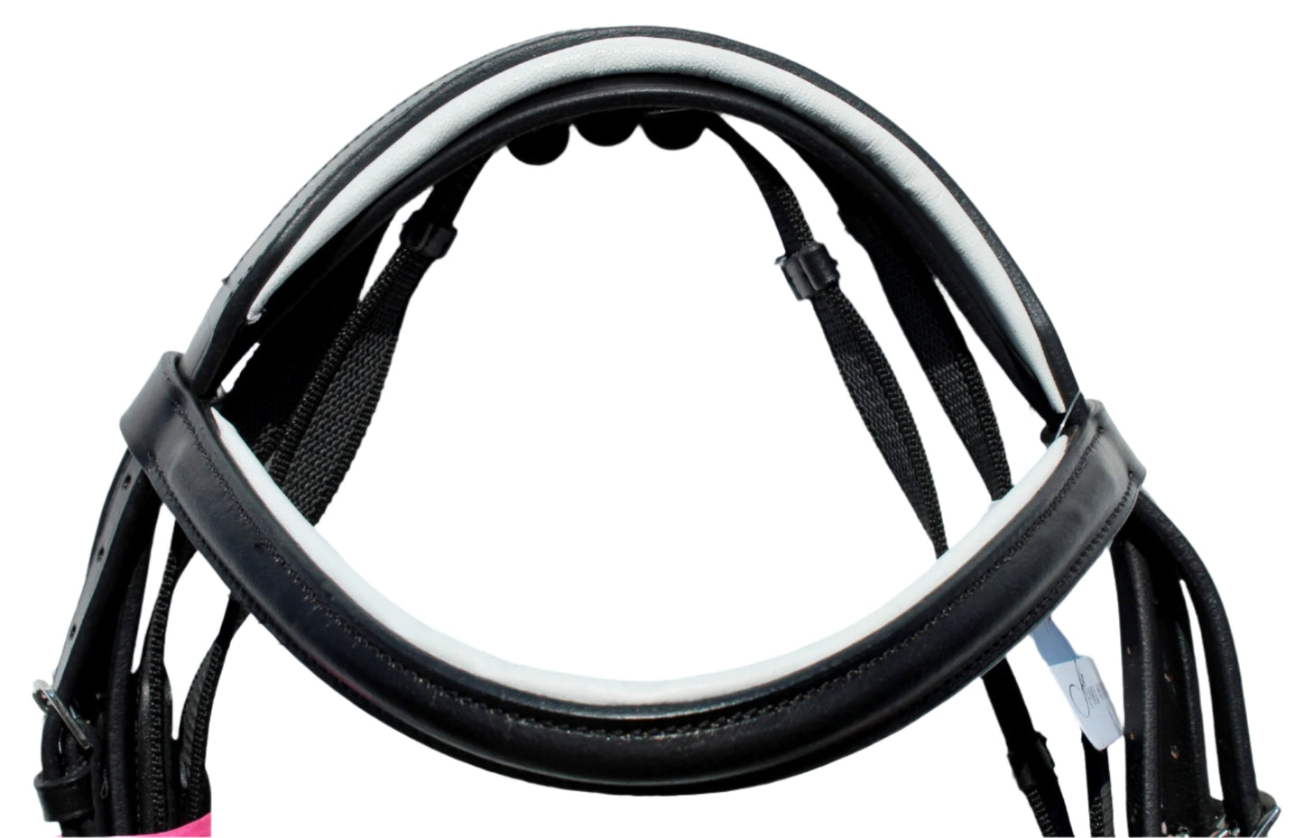 Europa Bridle Fully Padded 1 Inch Browband 1.5 Inch Noseband with Rubber Reins Black White