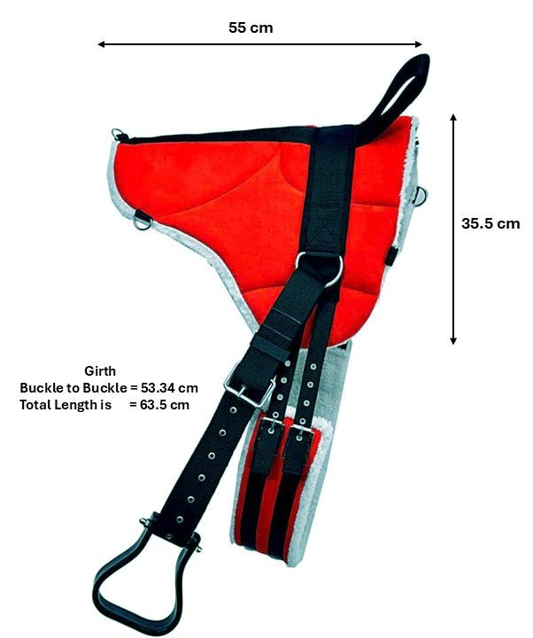 Exclusive Bareback Saddle Pad with Free Stirrups And Girth Anti Slip Micro Suede Adjustable Fit Pony Size Red Colour