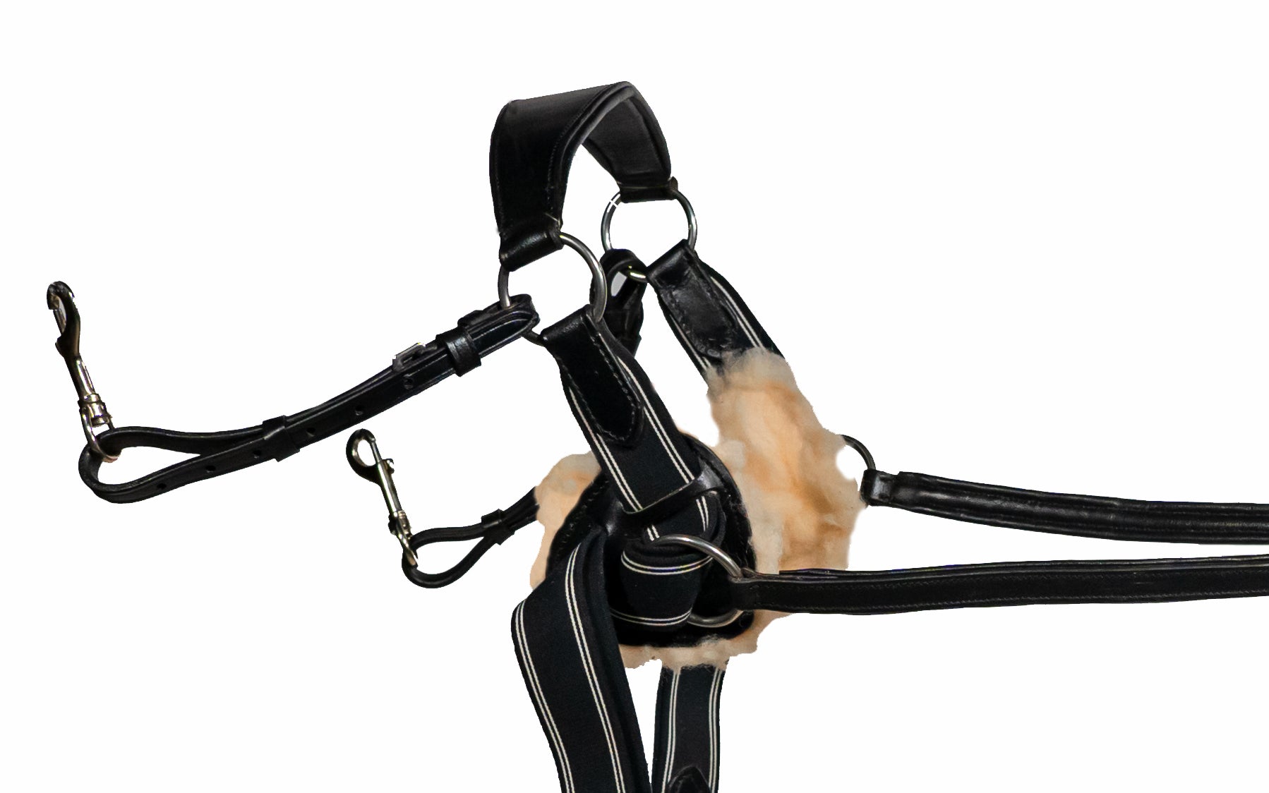 Five Point Leather Breastplate And Martingale Handcrafted Black with Comfort Pressure Pads Full Size