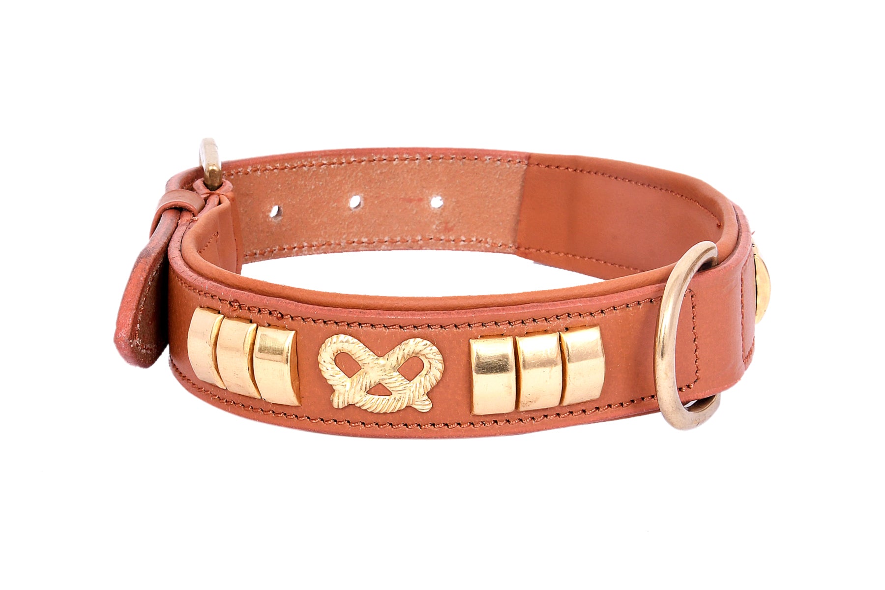 Handcrafted Tan Leather Staffy Dog Harness Collar And Chain Lead Set Luxury Comfort Fit with Brass Knot