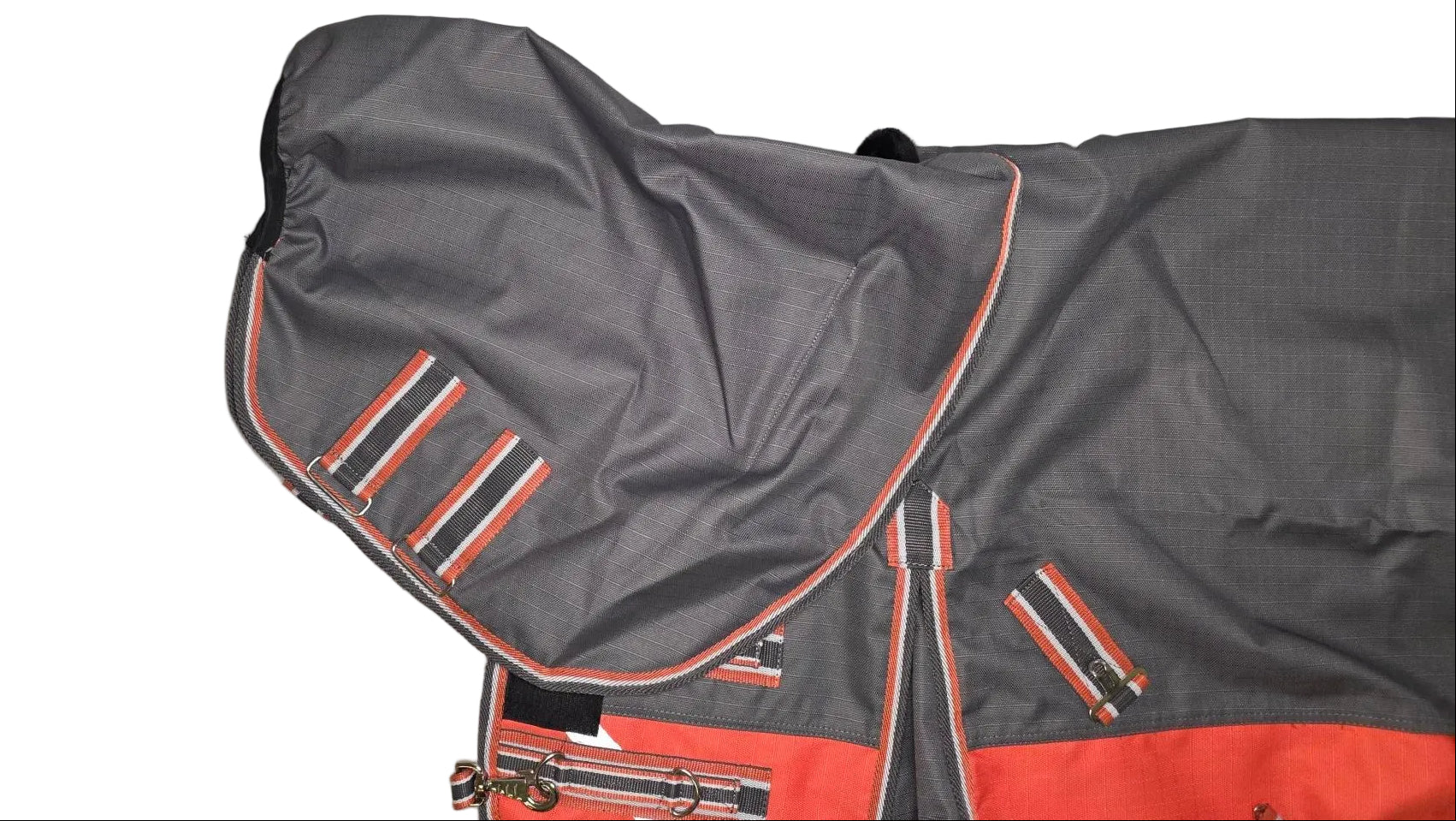 Horse 1200D Rainsheet Waterproof Rug with Detachable Neck Dark Grey and Orange