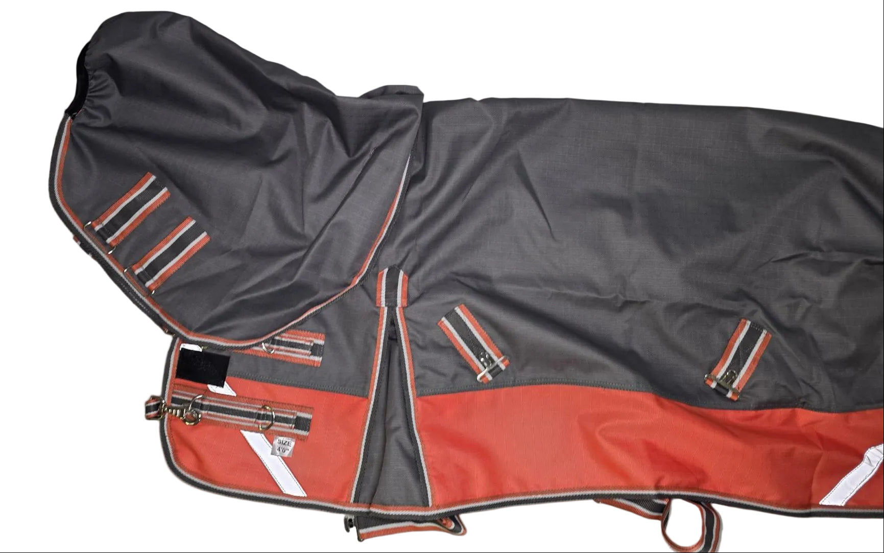 Horse 1200D Rainsheet Waterproof Rug with Detachable Neck Dark Grey and Orange