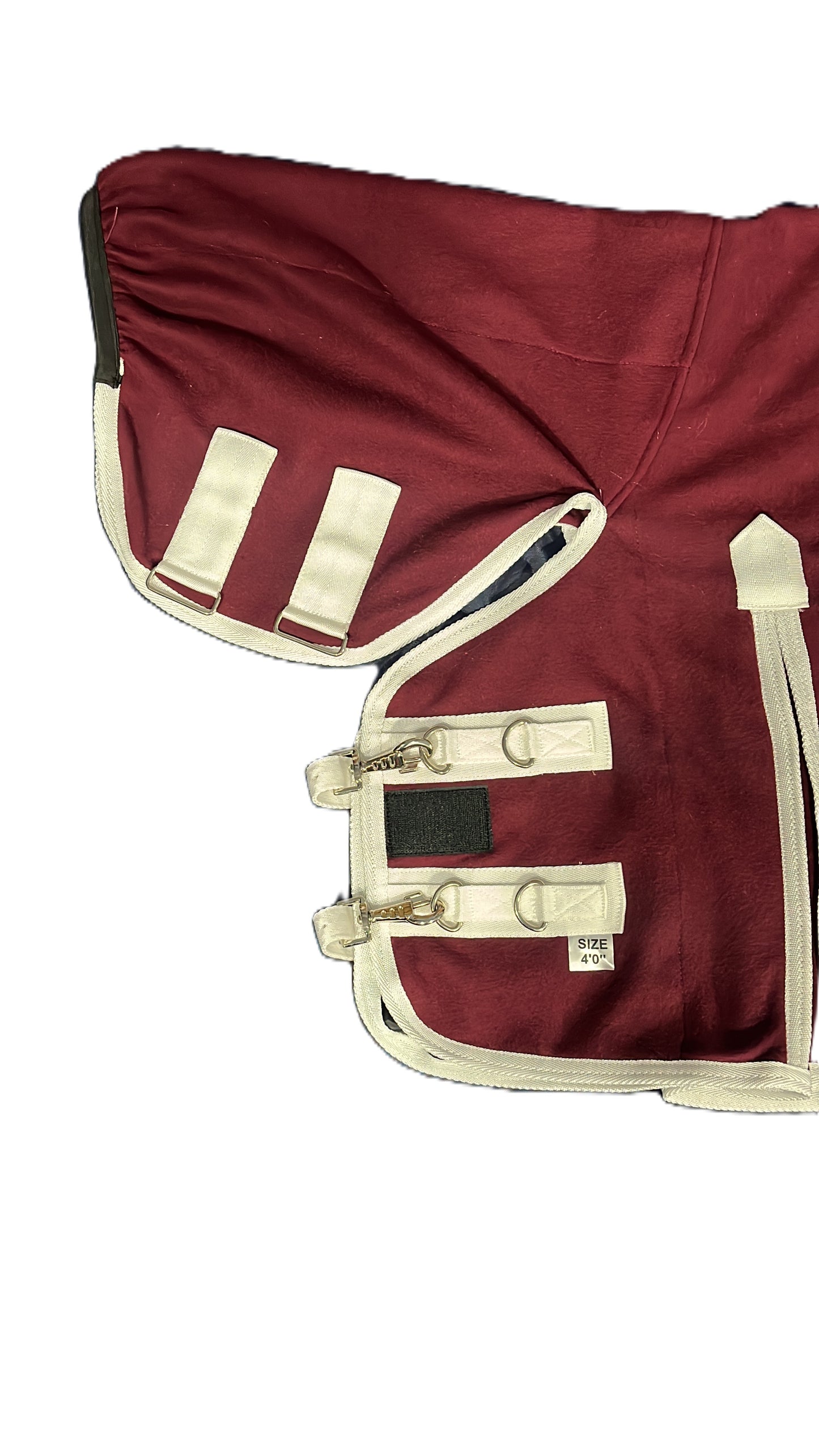 Horse 220 GSM Fleece Rug with Neck Thermal Breathable Taffeta Lining And Secure Fit Maroon And Silver