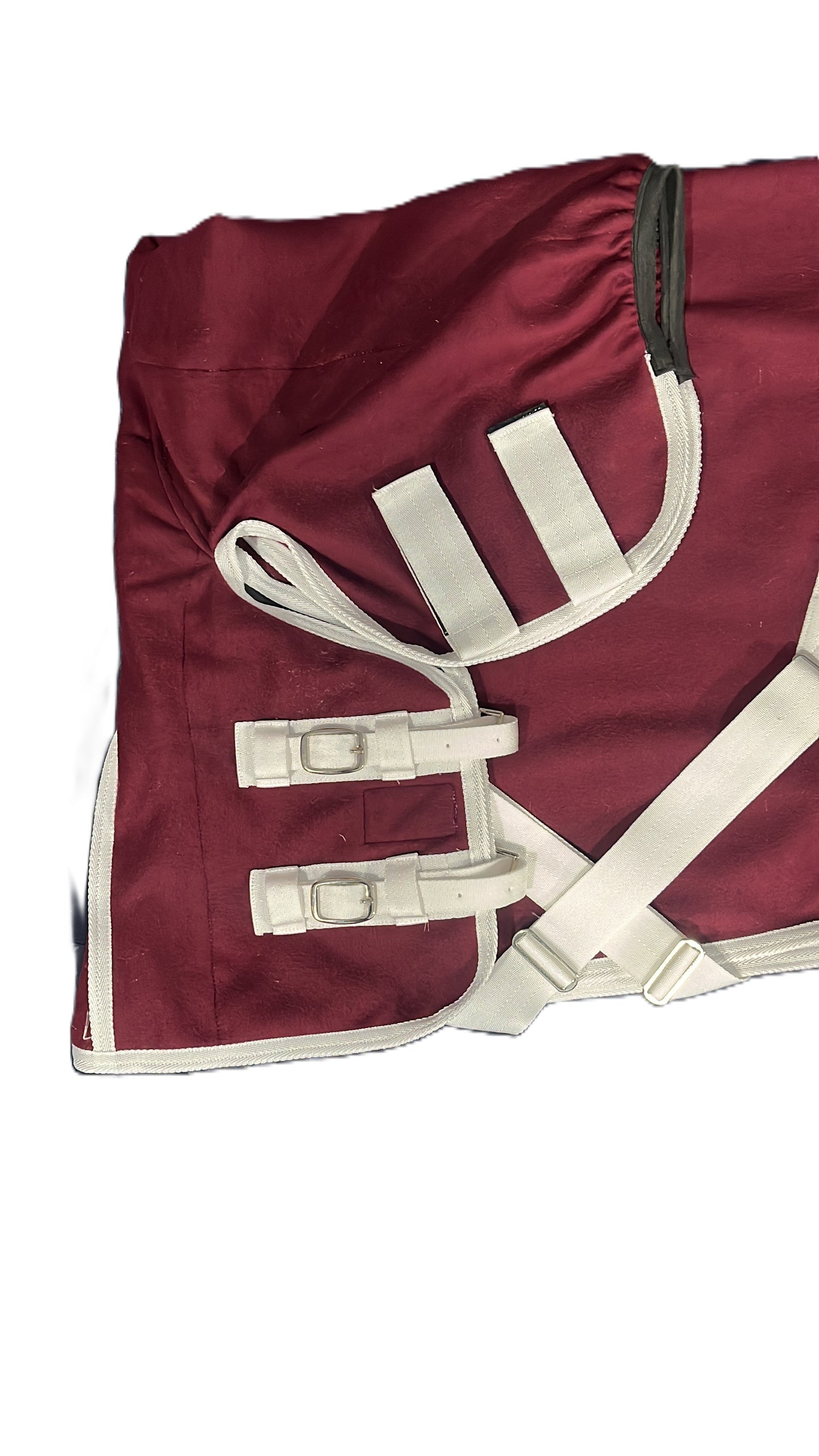 Horse 220 GSM Fleece Rug with Neck Thermal Breathable Taffeta Lining And Secure Fit Maroon And Silver