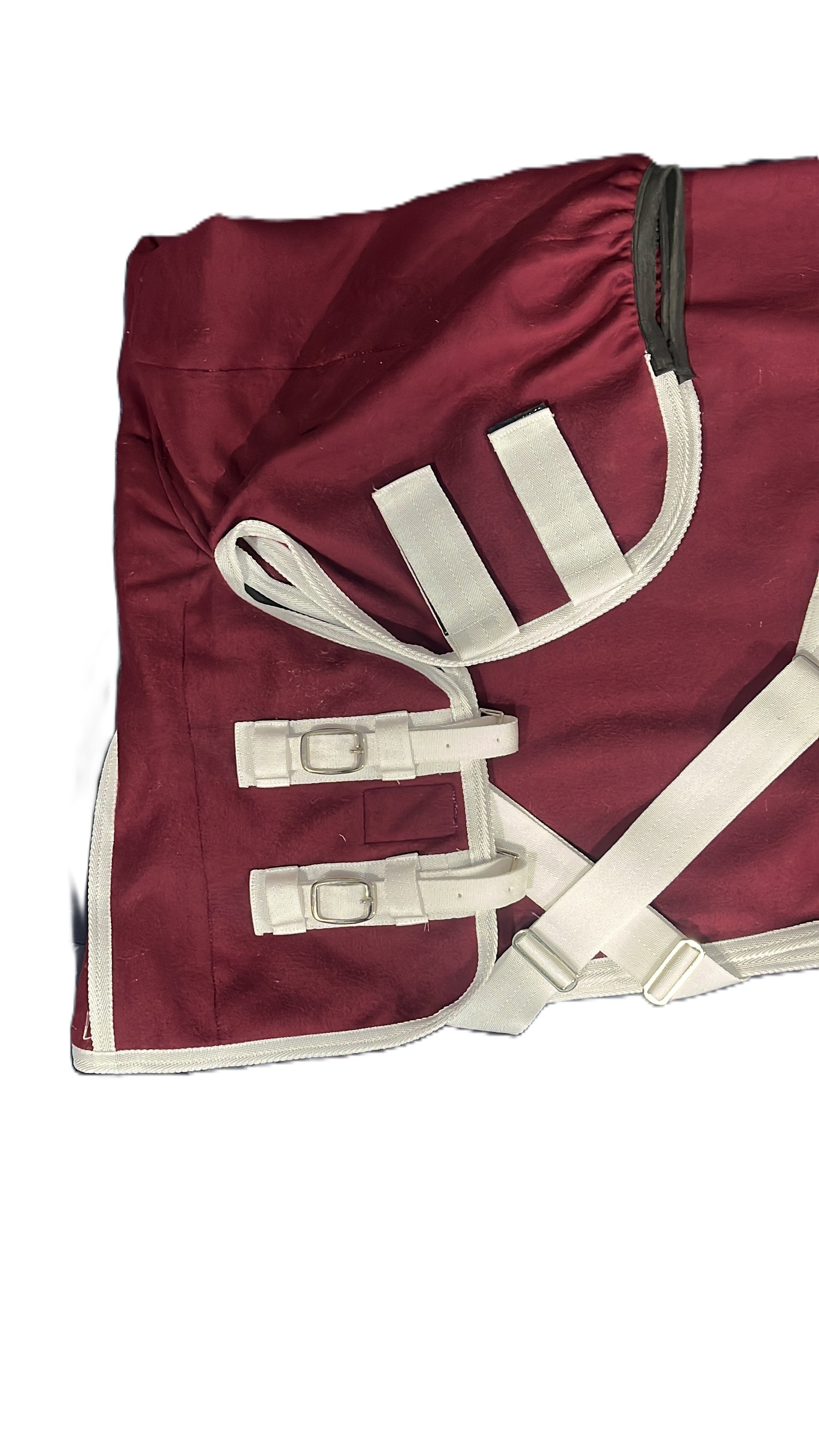Horse 220 GSM Fleece Rug with Neck Thermal Breathable Taffeta Lining And Secure Fit Maroon And Silver