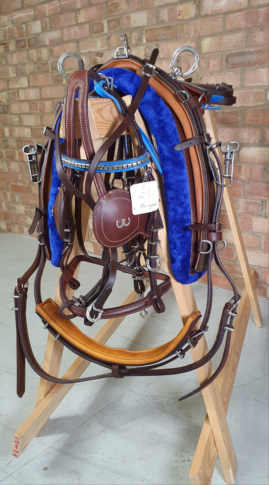 Quick Hitch Harness Blue and Brown Leather