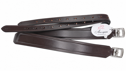 Leather 2 Inch Wide Stirrup Leathers with Nylon Core Brown 