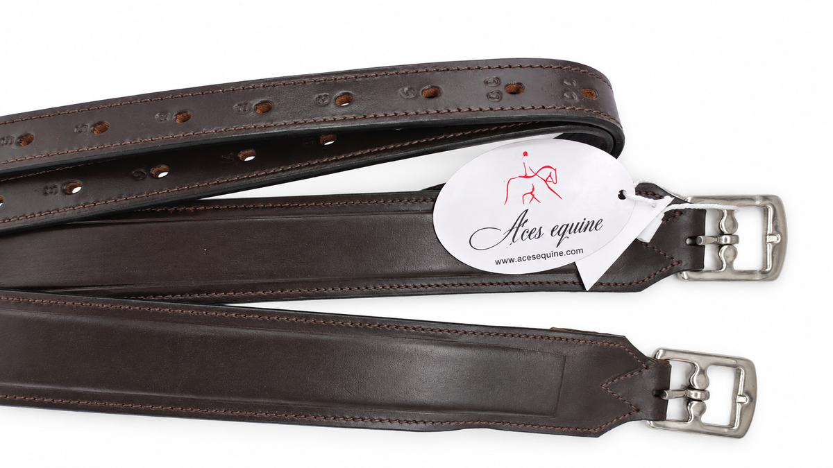 Leather 2 Inch Wide Stirrup Leathers with Nylon Core Brown 