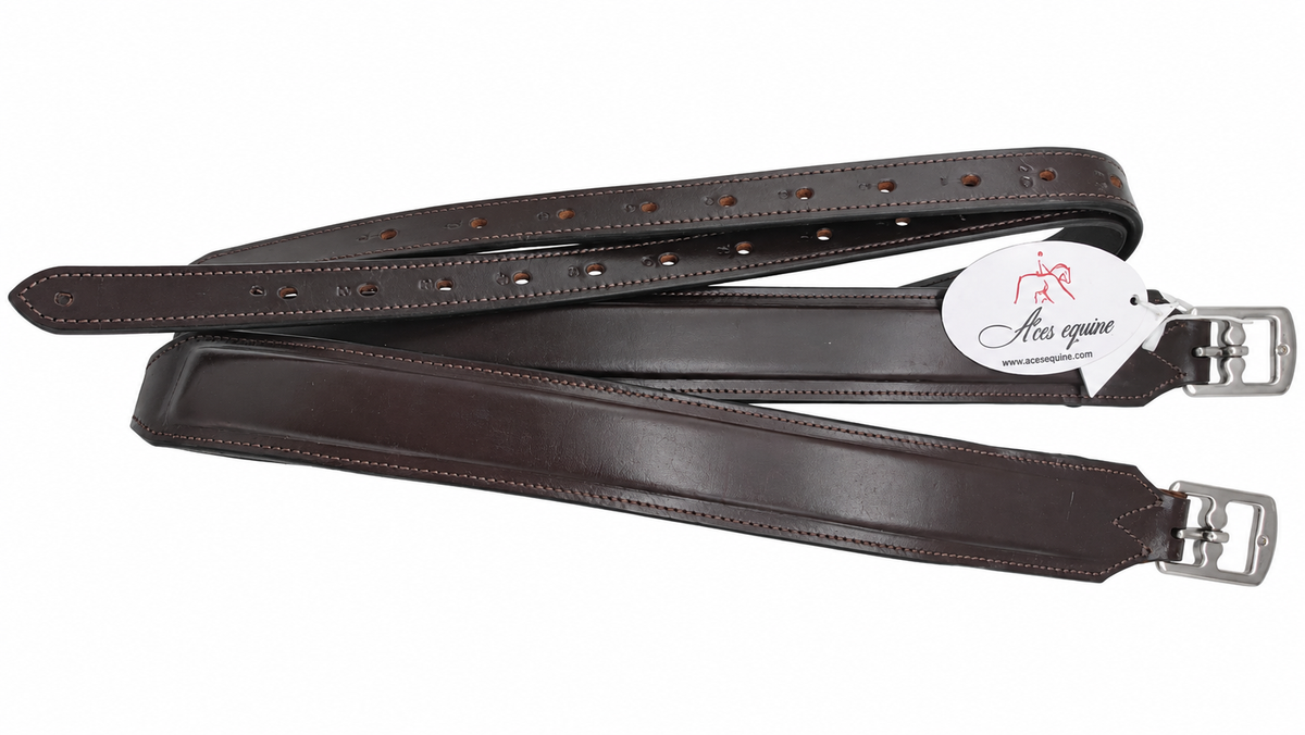 Leather 2 Inch Wide Stirrup Leathers with Nylon Core Brown 