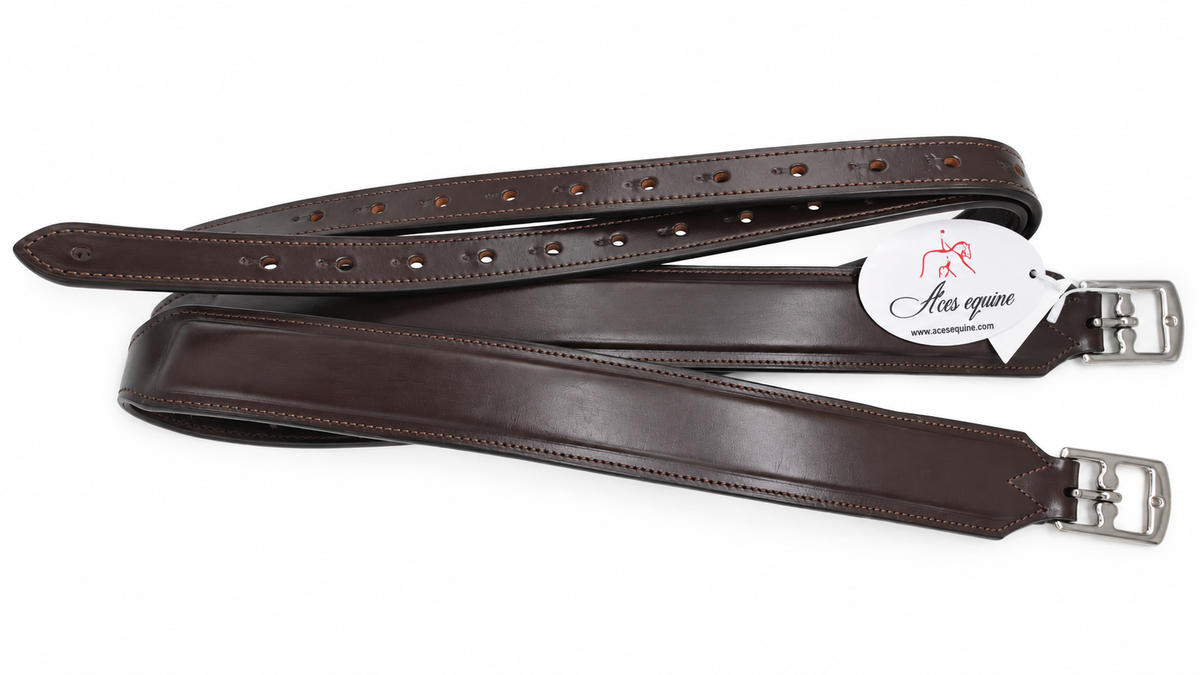 Leather 2 Inch Wide Stirrup Leathers with Nylon Core Brown 