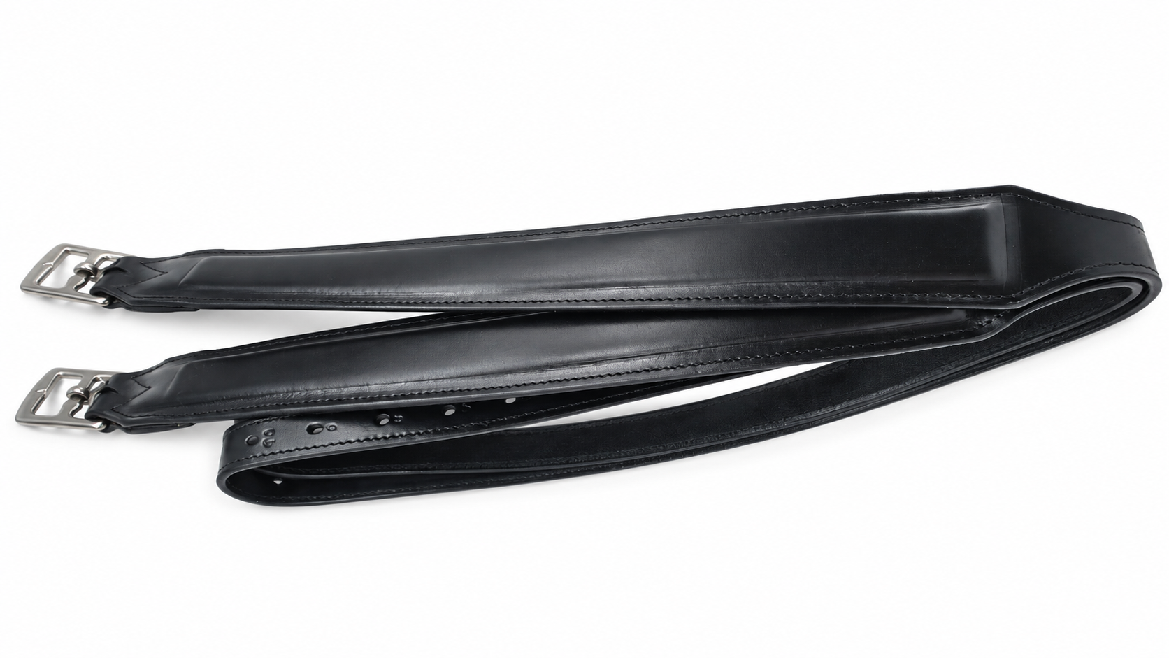 Leather 2 Inch Wide Stirrup Leathers with Nylon Core Non Stretch Black