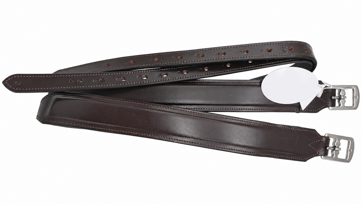 Leather 2 Inch Wide Stirrup Leathers with Nylon Core Non Stretch Brown