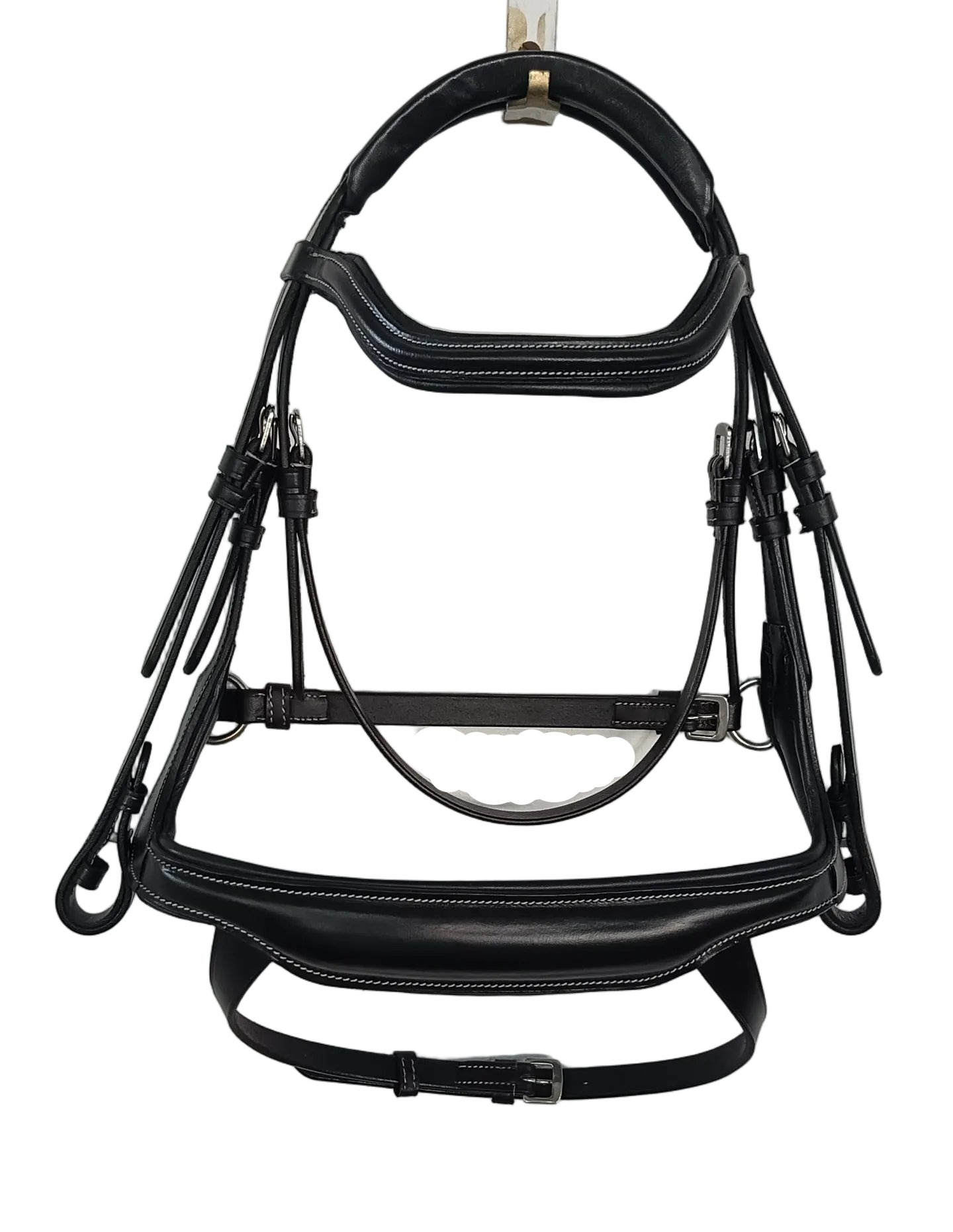 Leather Anatomical Snaffle Bridle Padded Headpiece and Noseband With Reins Black