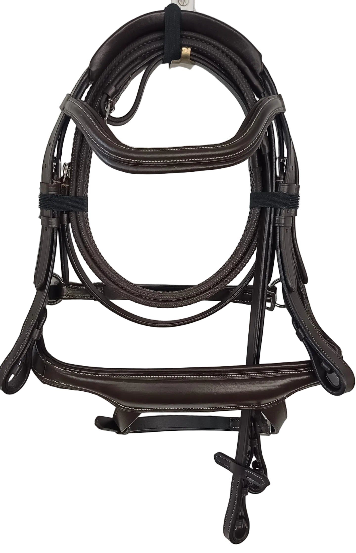 Leather Anatomical Snaffle Bridle Padded Headpiece and Noseband With Reins Brown