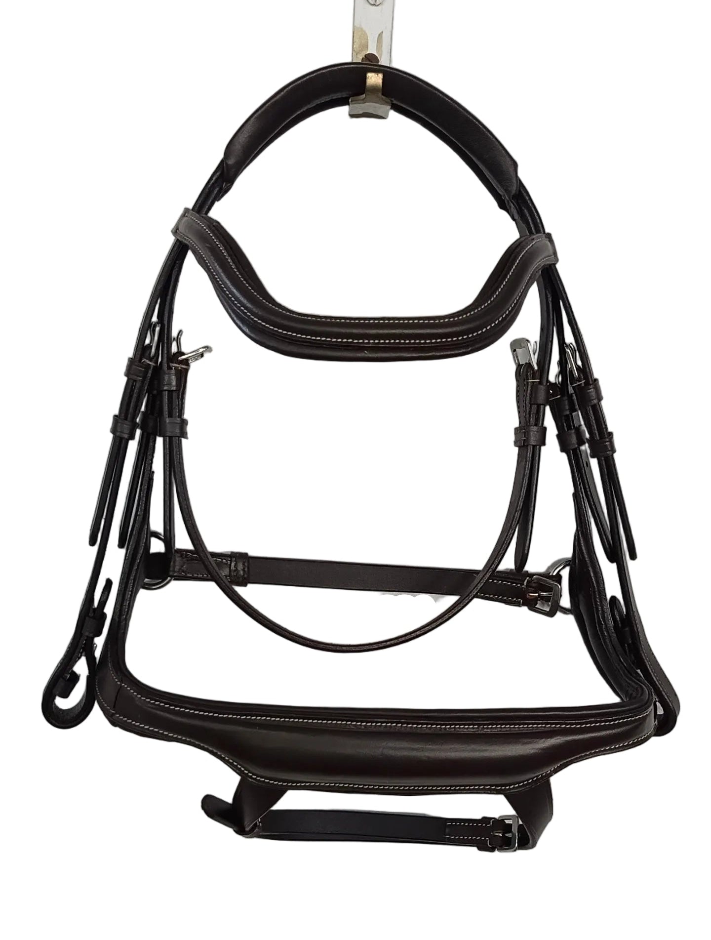 Leather Anatomical Snaffle Bridle Padded Headpiece and Noseband With Reins Brown