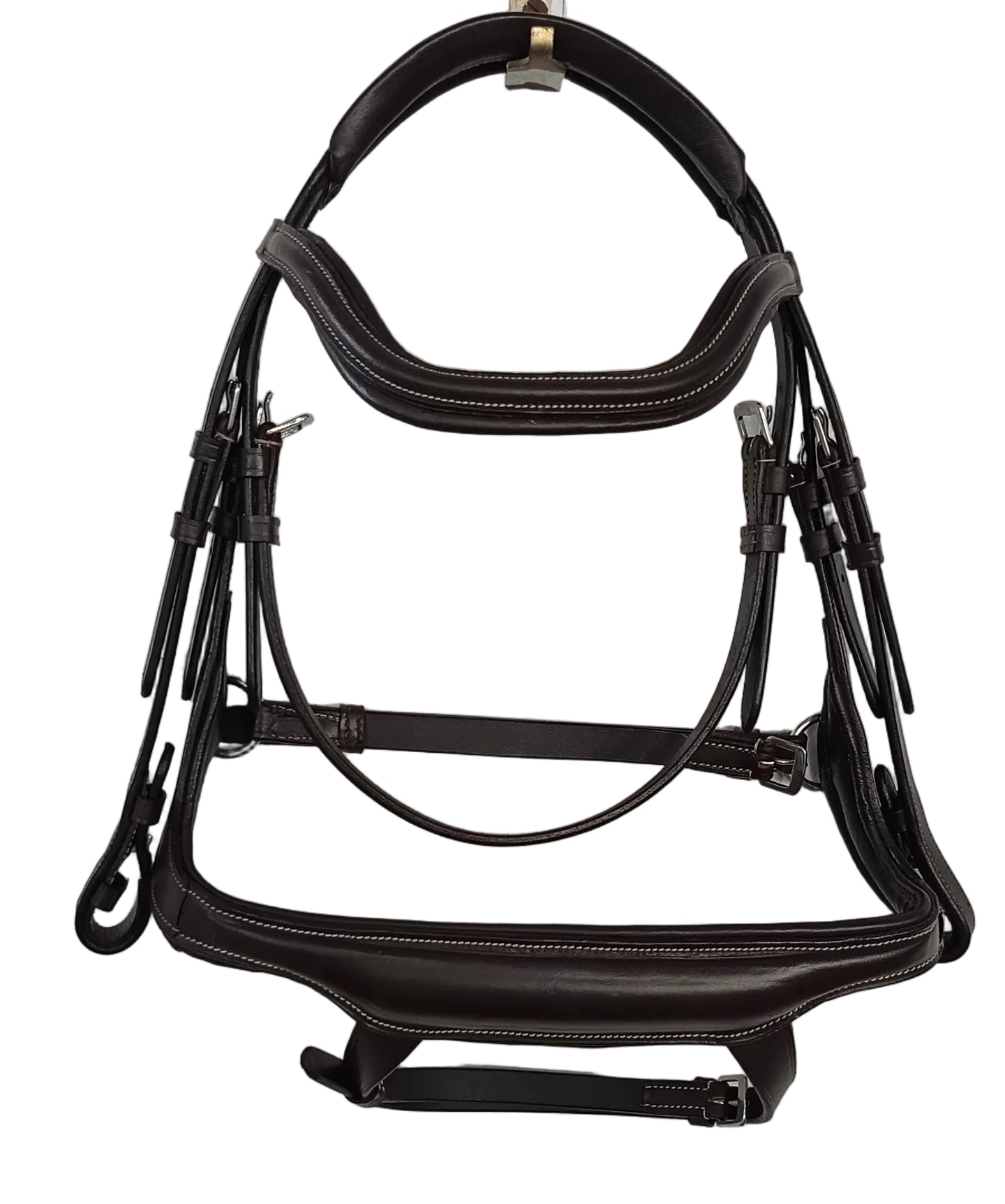 Leather Anatomical Snaffle Bridle Padded Headpiece and Noseband With Reins Brown