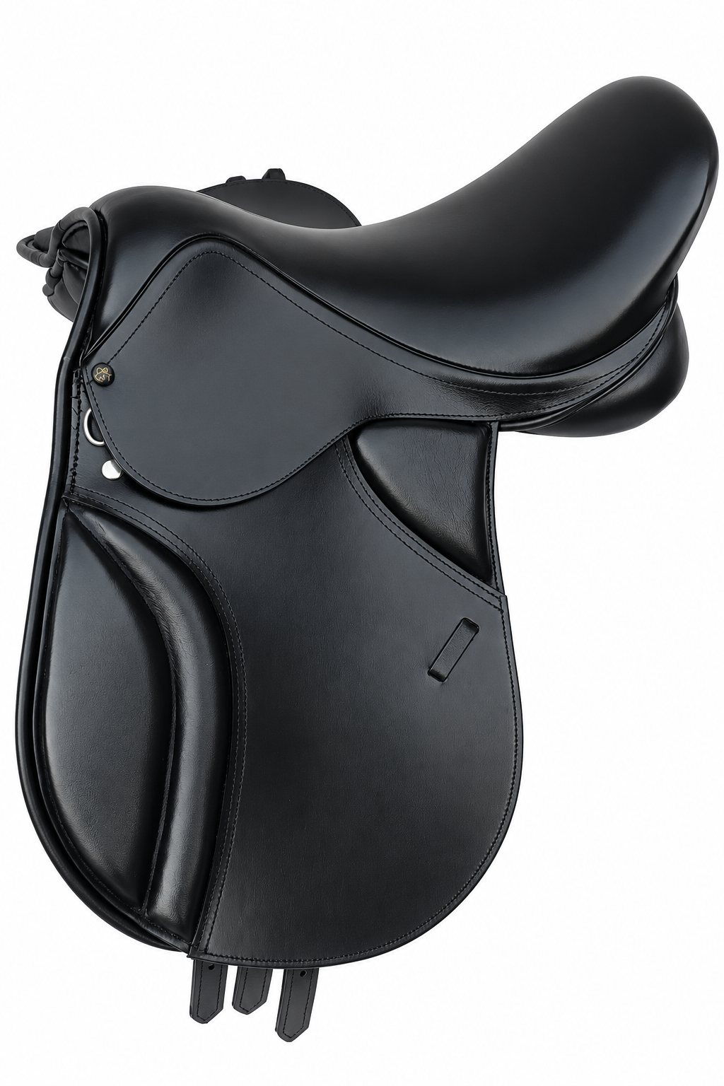 Leather_Draft_Horse_Treeless_Saddle_With_Matching_Girth_Softy_Black_18_Inch_1