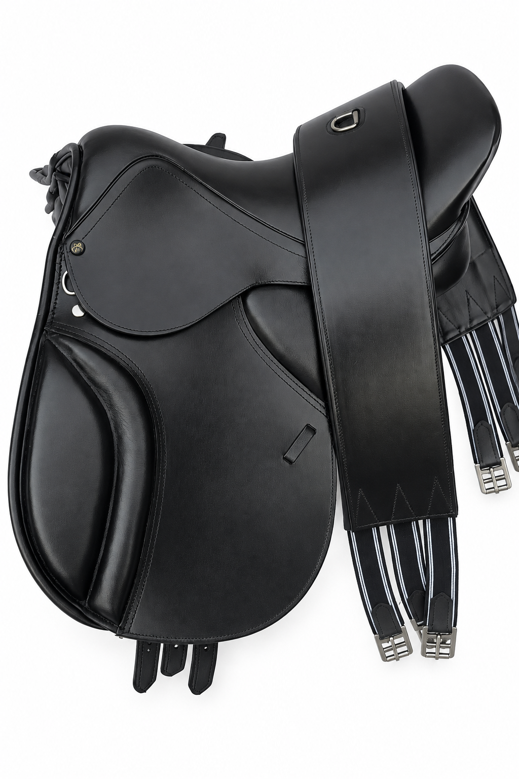 Leather Draft Horse Treeless Saddle With Matching Girth Softy Black 18 Inch