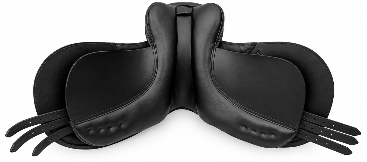 Leather Draft Horse Treeless Saddle With Matching Girth Softy Black 18 Inch