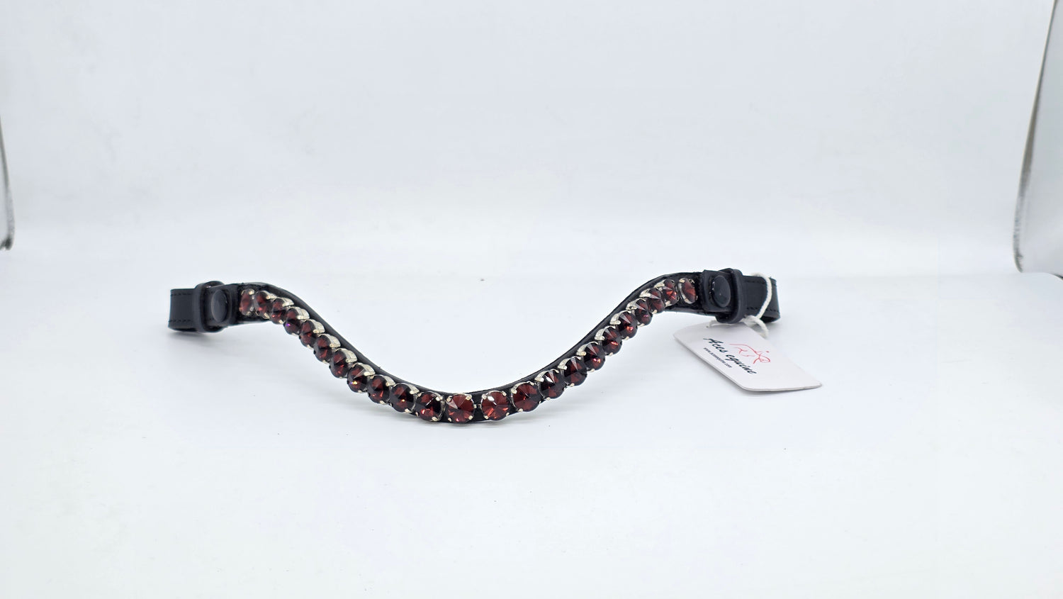 Leather Elegant Crystal Browband U Shape Horse Bridle Tack Premium Design Purple 