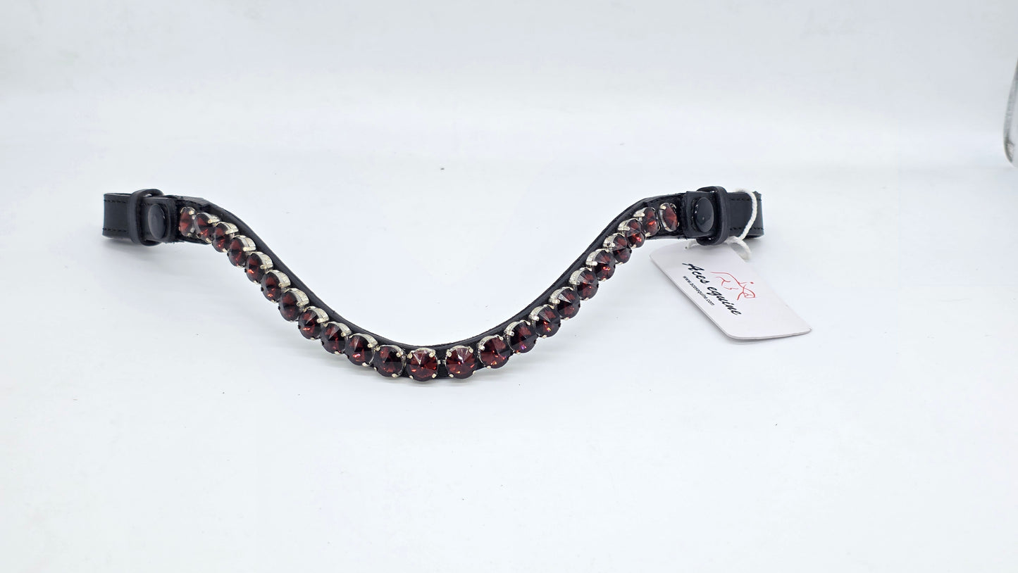 Leather Elegant Crystal Browband U Shape Horse Bridle Tack Premium Design Purple 