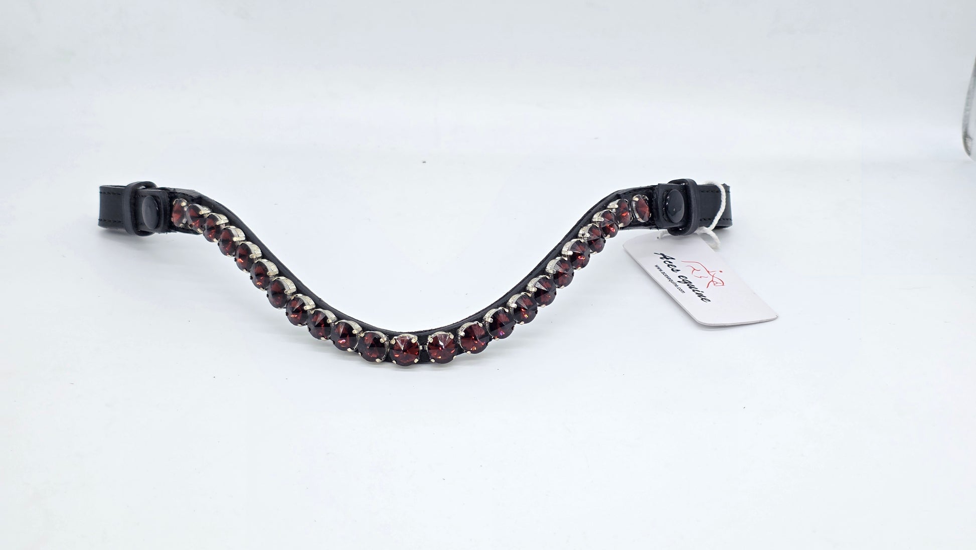 Leather Elegant Crystal Browband U Shape Horse Bridle Tack Premium Design Purple 
