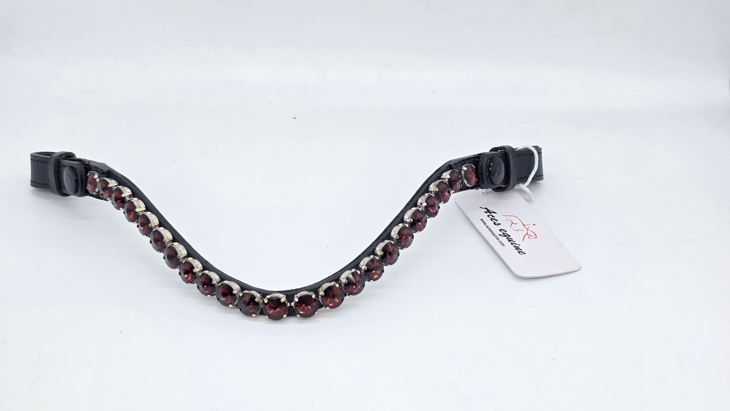 Leather Elegant Crystal Browband U Shape Horse Bridle Tack Premium Design Purple 