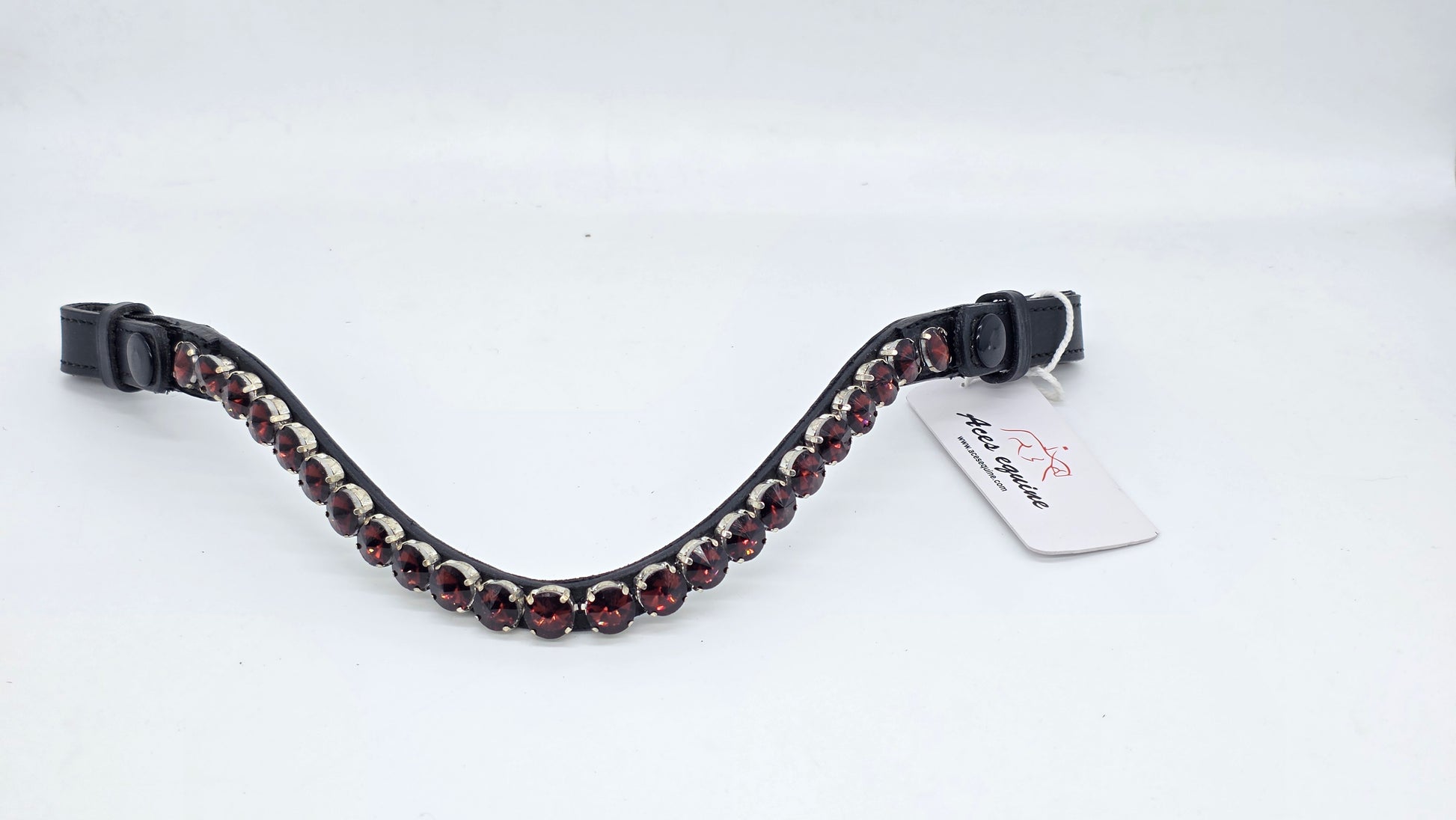 Leather Elegant Crystal Browband U Shape Horse Bridle Tack Premium Design Purple 