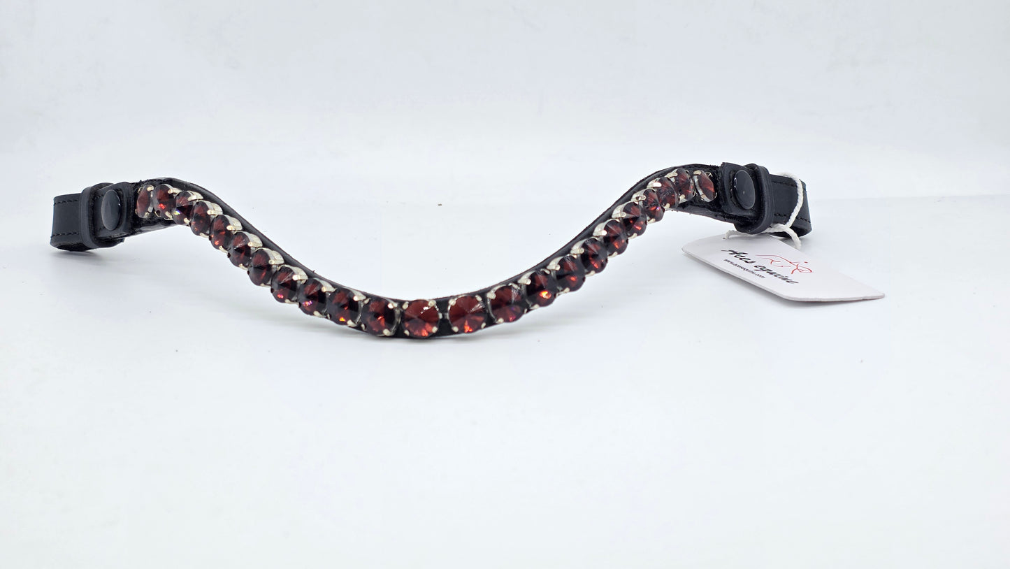 Leather Elegant Crystal Browband U Shape Horse Bridle Tack Premium Design Purple 