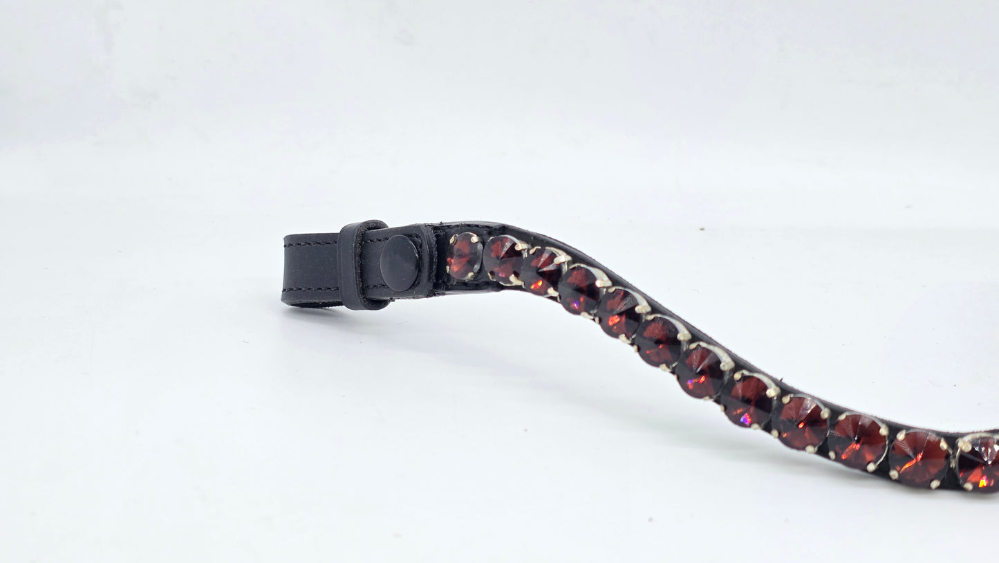 Leather Elegant Crystal Browband U Shape Horse Bridle Tack Premium Design Purple 