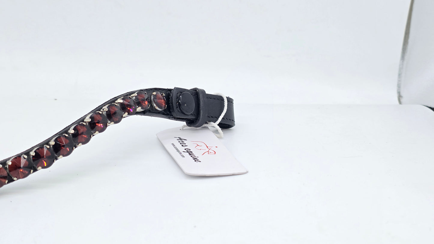 Leather Elegant Crystal Browband U Shape Horse Bridle Tack Premium Design Purple 