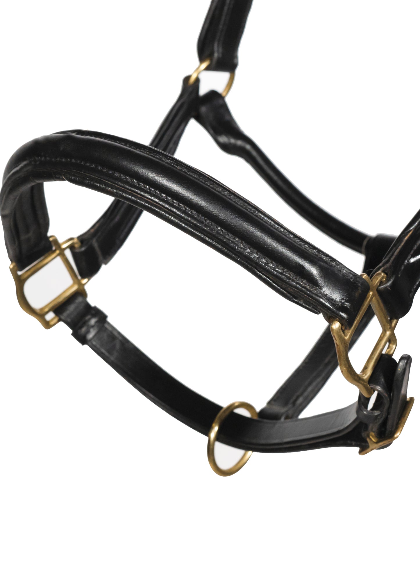 Leather Horse Headcollar Raised Padded Halter with Nickel Fittings Comfortable Black Pony Cob Full 