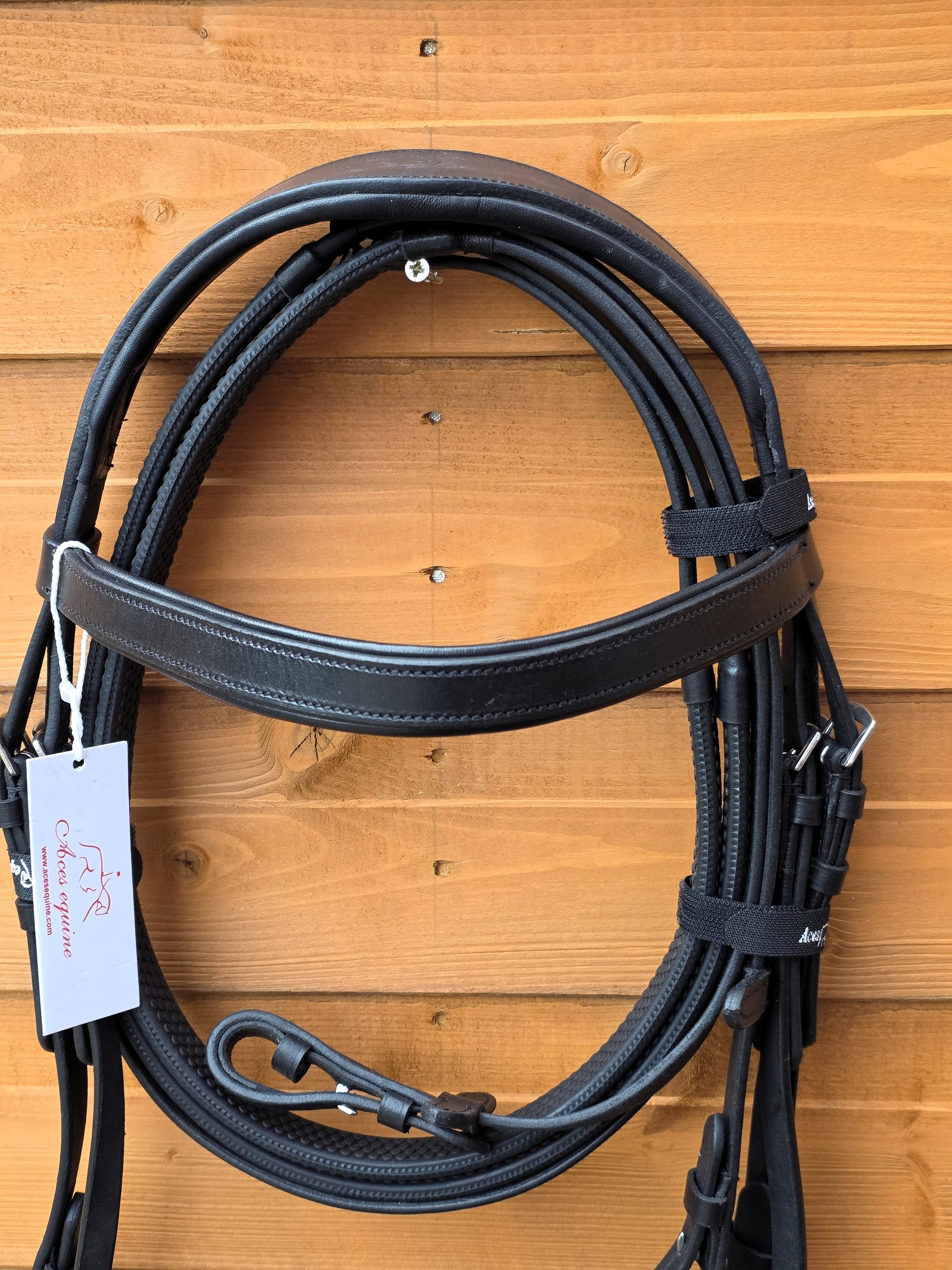 Leather Hunter Bridle Padded 2"Noseband 1" Browband with Rubber reins Show Quality