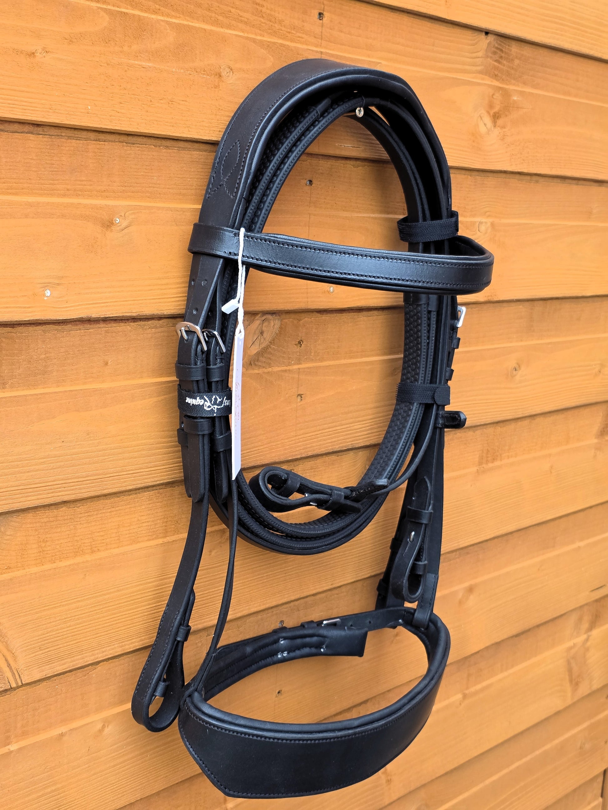 Leather Hunter Bridle Padded 2"Noseband 1" Browband with Rubber reins Show Quality