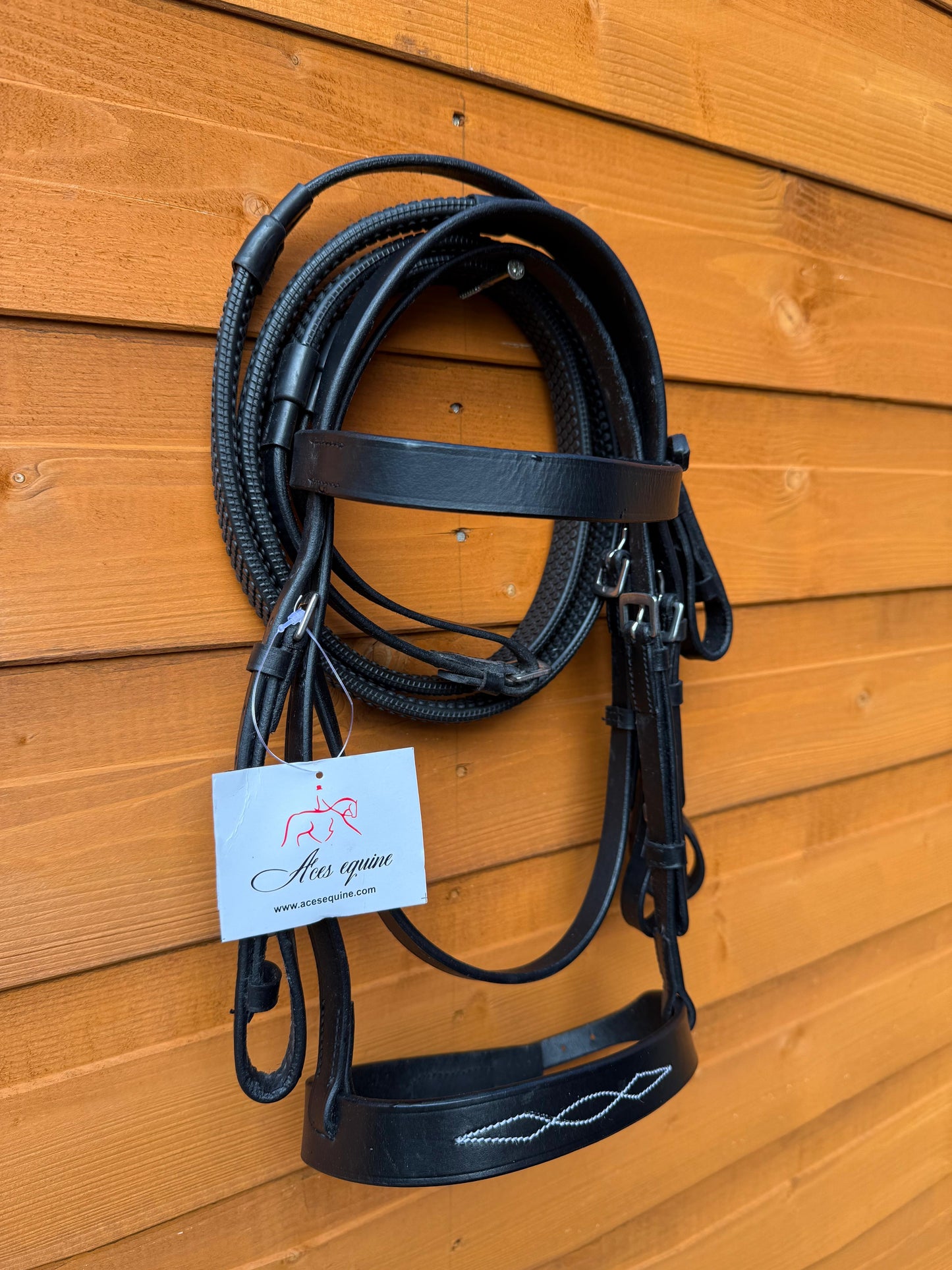 Leather Hunter Bridle with Stitched Noseband And Grip Reins Comfortable Premium Genuine Leather Black And Brown Color for Shetland And Mini Shetland 10