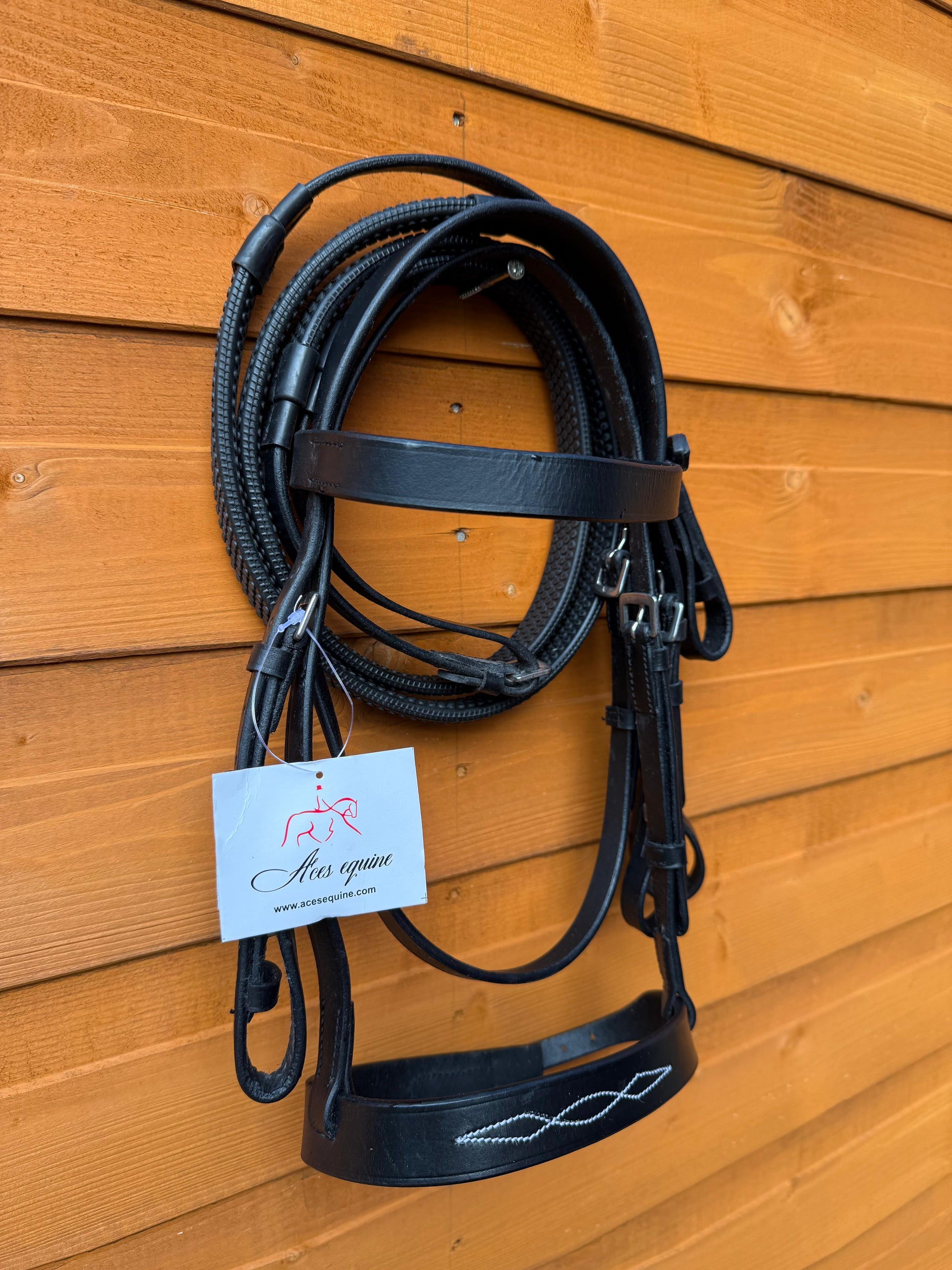 Leather Hunter Bridle with Stitched Noseband And Grip Reins Comfortable Premium Genuine Leather Black And Brown Color for Shetland And Mini Shetland 10
