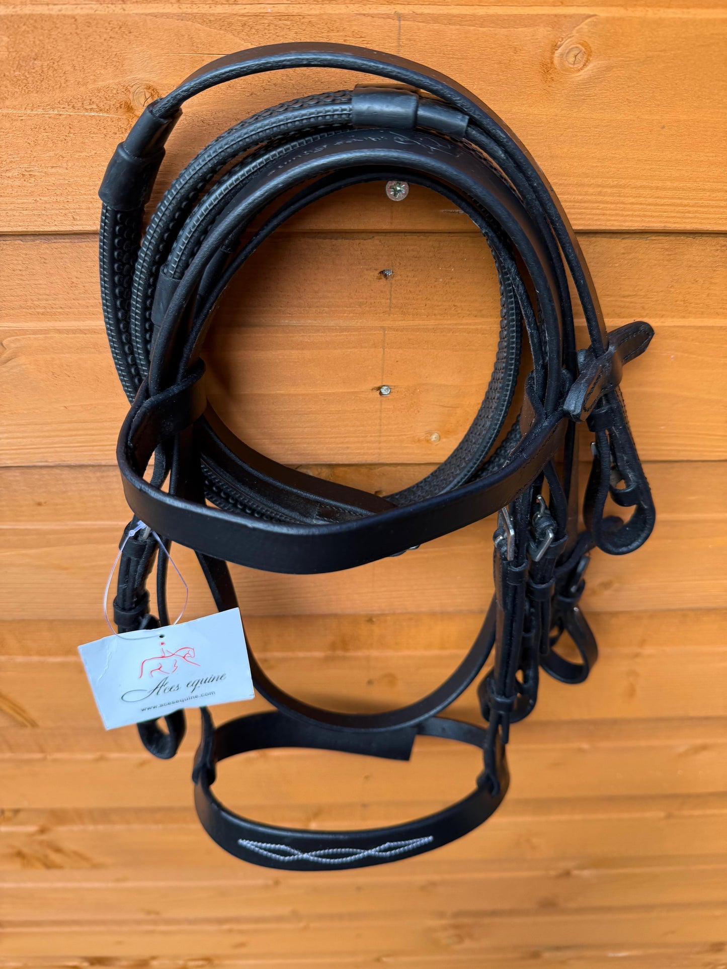 Leather Hunter Bridle with Stitched Noseband And Grip Reins Comfortable Premium Genuine Leather Black And Brown Color for Shetland And Mini Shetland