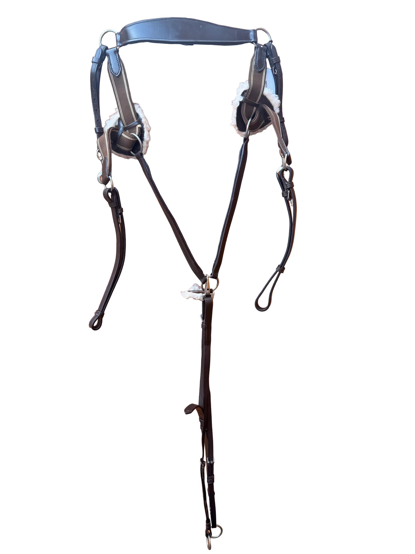 Leather Martingale And Breastplate Five Point Handcrafted Brown with Comfort Pressure Pads Full Size
