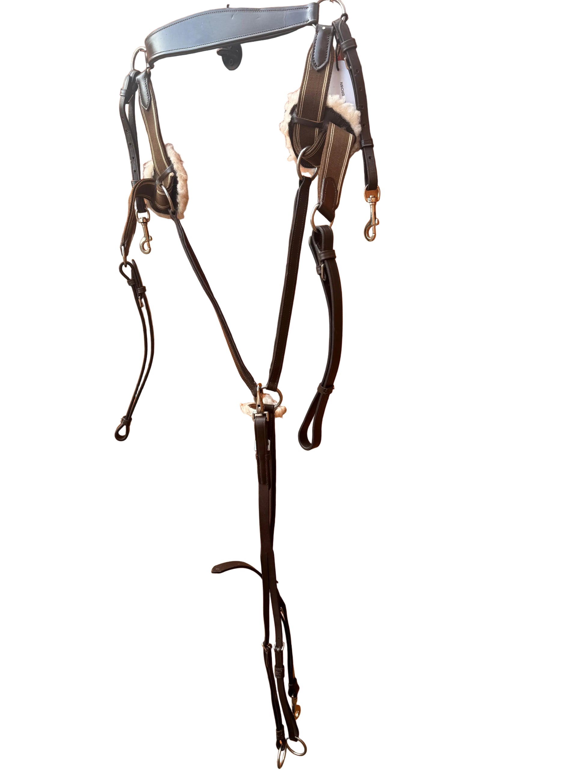 Leather Martingale And Breastplate Five Point Handcrafted Brown with Comfort Pressure Pads Full Size