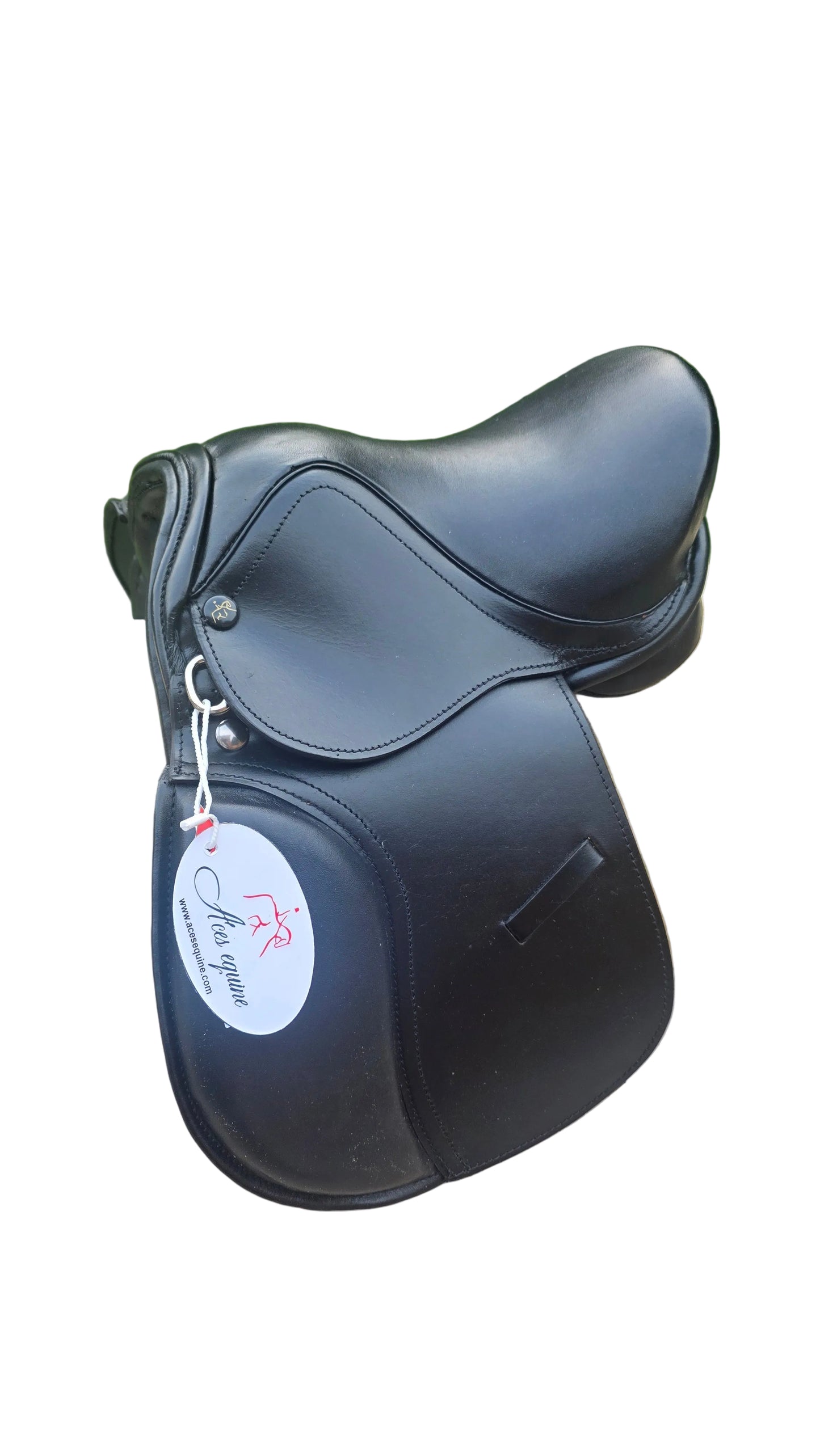 Leather Pony Saddle Comfortable Ergonomic Fit with Support Handle Black Size 13 Inch