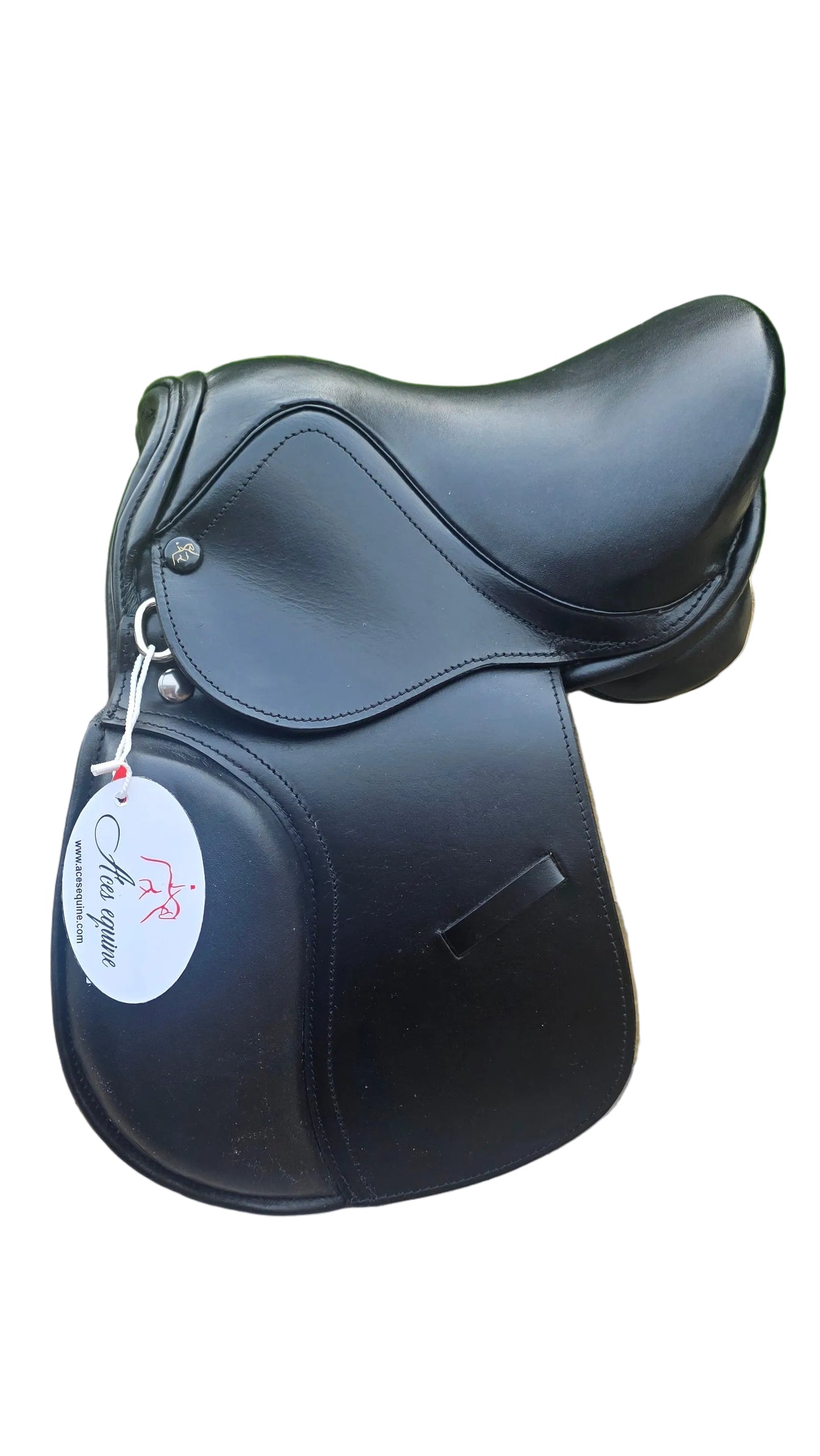 Leather Pony Saddle Comfortable Ergonomic Fit with Support Handle Black Size 13 Inch