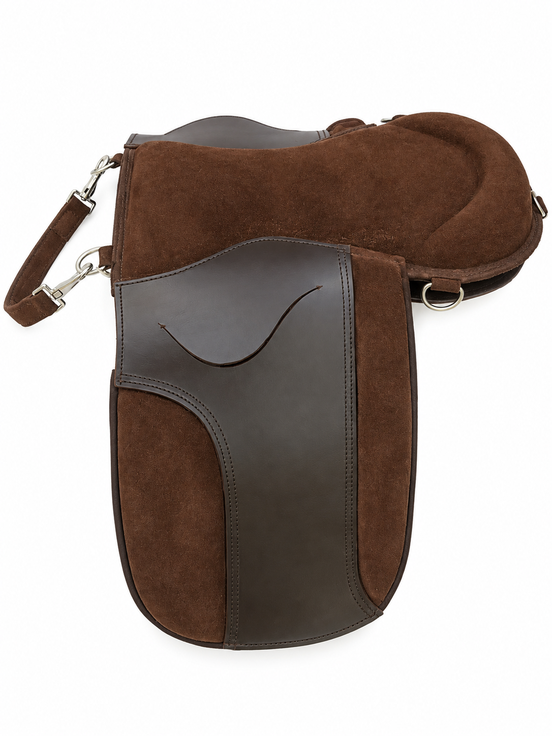 Leather Pony Saddle Riding Pad with Suede Seat And Girth Brown 12 and 14 Inch
