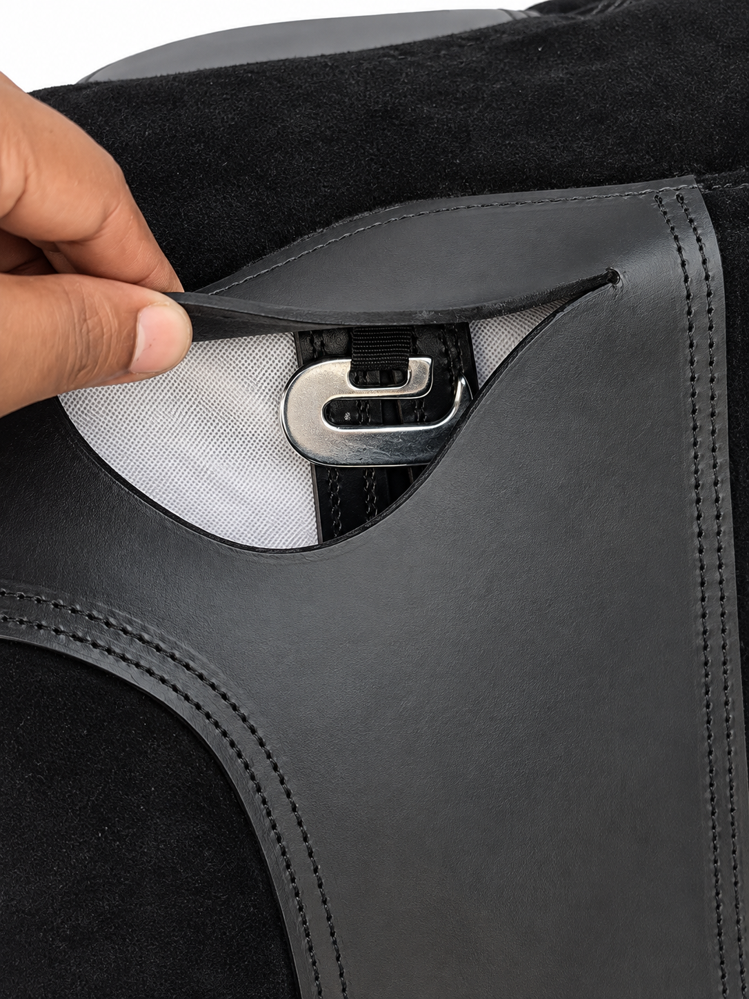 Leather Pony Suede Saddle Riding Pad with Girth Black 12 and 14 Inch