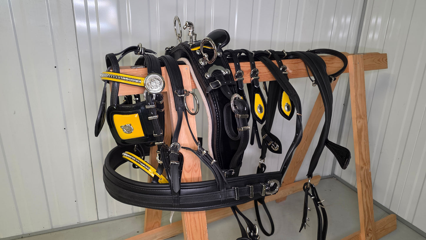 LeatherTiedownDrivingHarnessBlackYellow