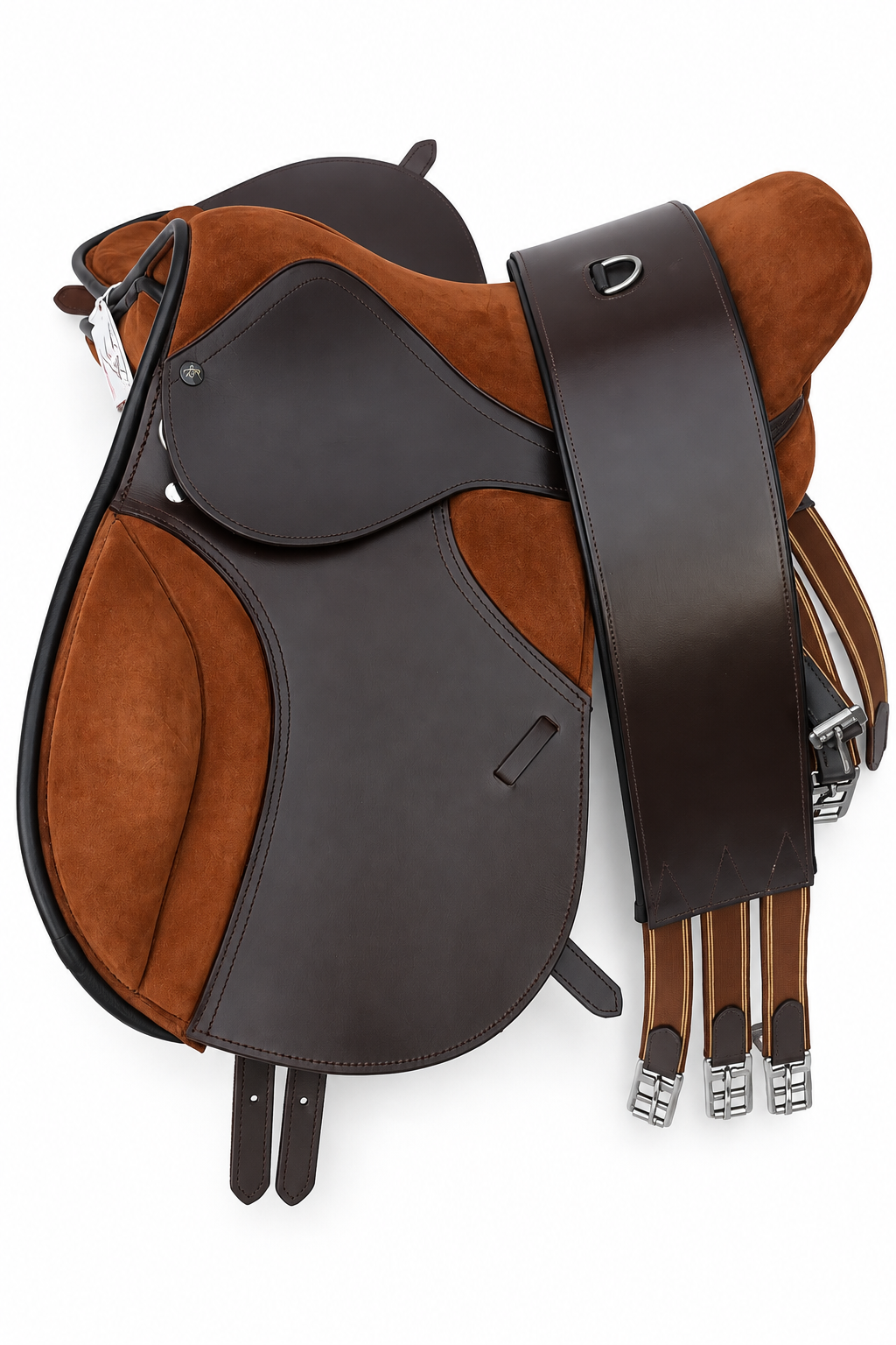 Leather Treeless Draft Horse Saddle with Matching Girth Suede Brown 18 Inch