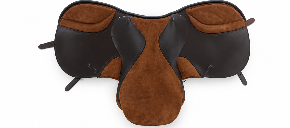 Leather Treeless Draft Horse Saddle with Matching Girth Suede Brown 18 Inch